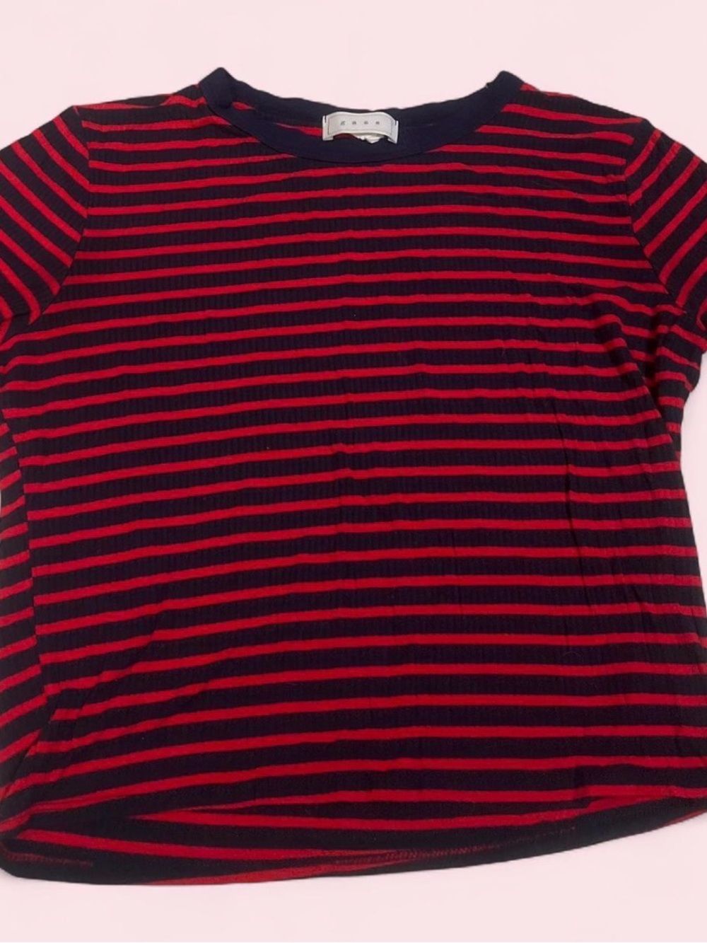gaze Red and Black Striped Short Sleeve Tee